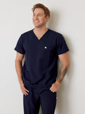 ZACK RE-GARDE™ - NAVY - Three Pockets Men's Scrub Top - SILVADUR™