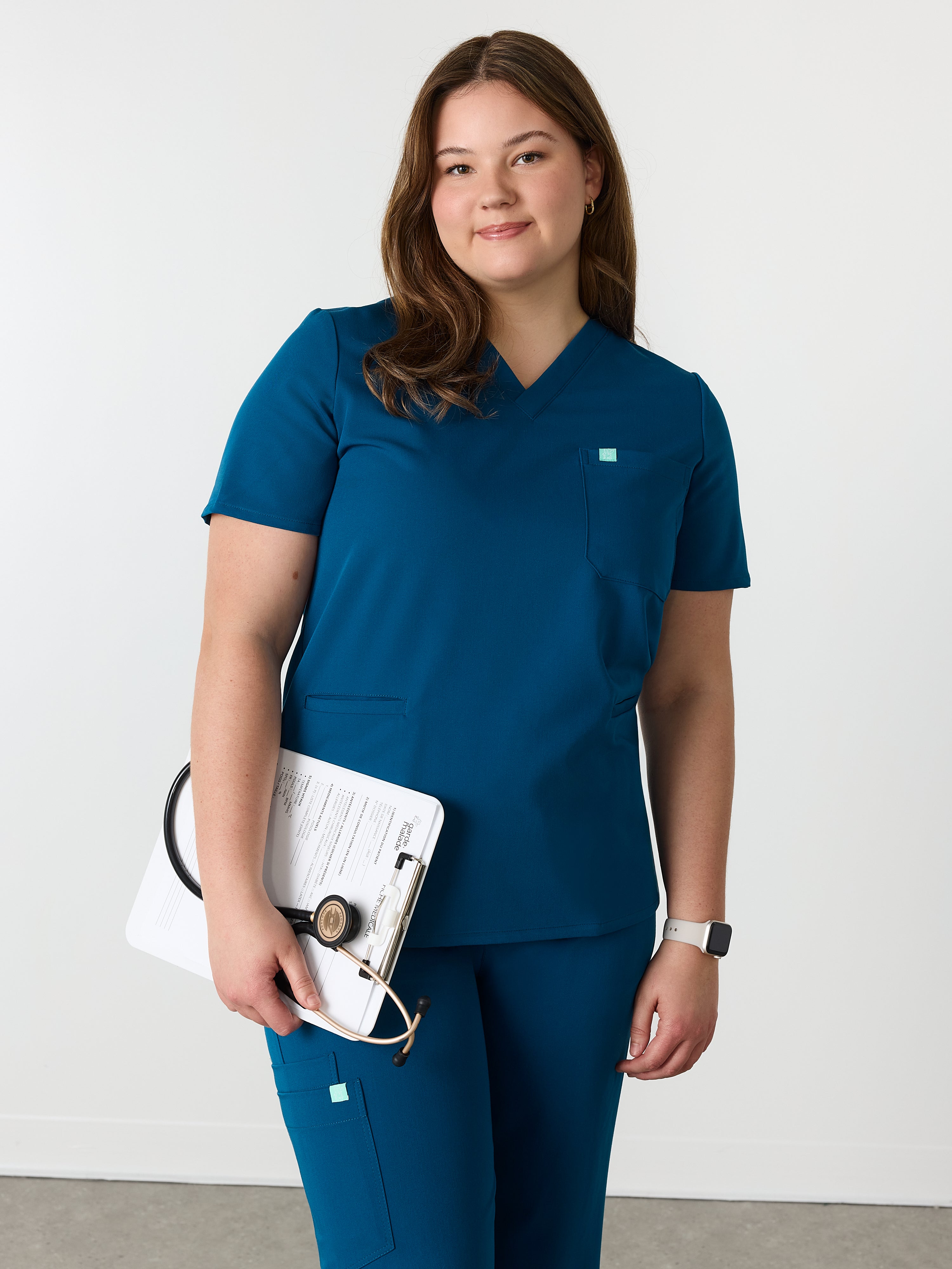 LIV RE-GARDE™ - OPAL BLUE - Three Pockets Scrub Top - SILVADUR™