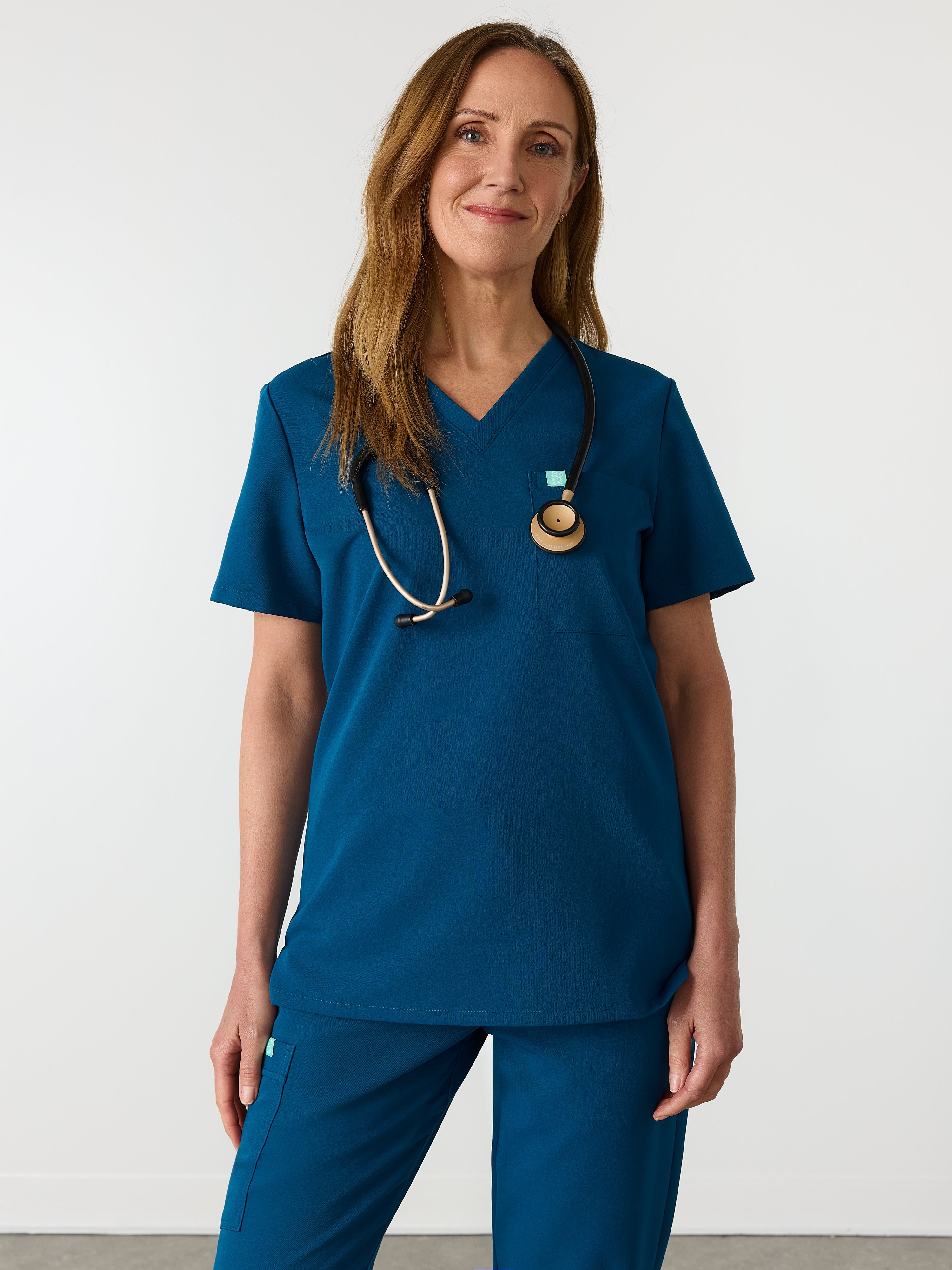 GABRIELLE RE-GARDE™ - OPAL BLUE - One Pocket Scrub Top - SILVADUR™