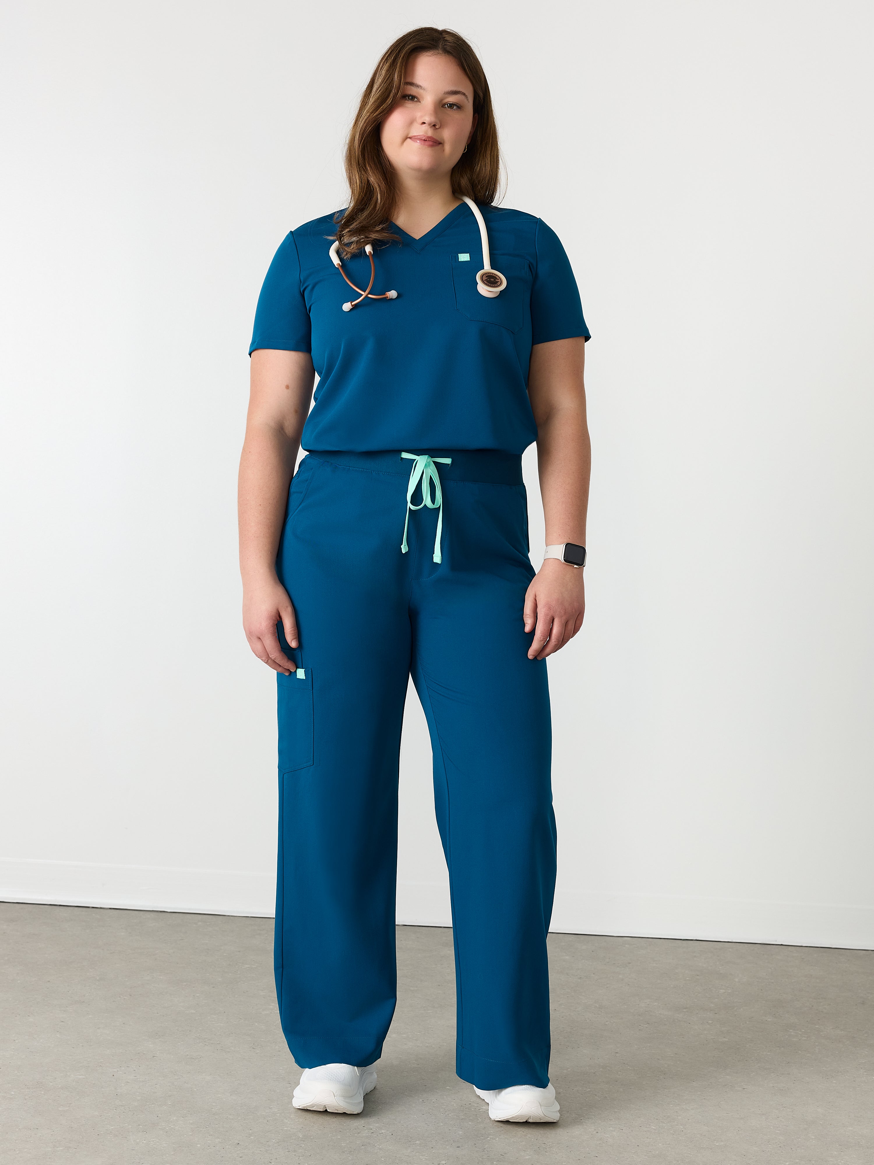 MILA RE-GARDE™ - OPAL BLUE - Wide Leg Scrub Pants - SILVADUR™
