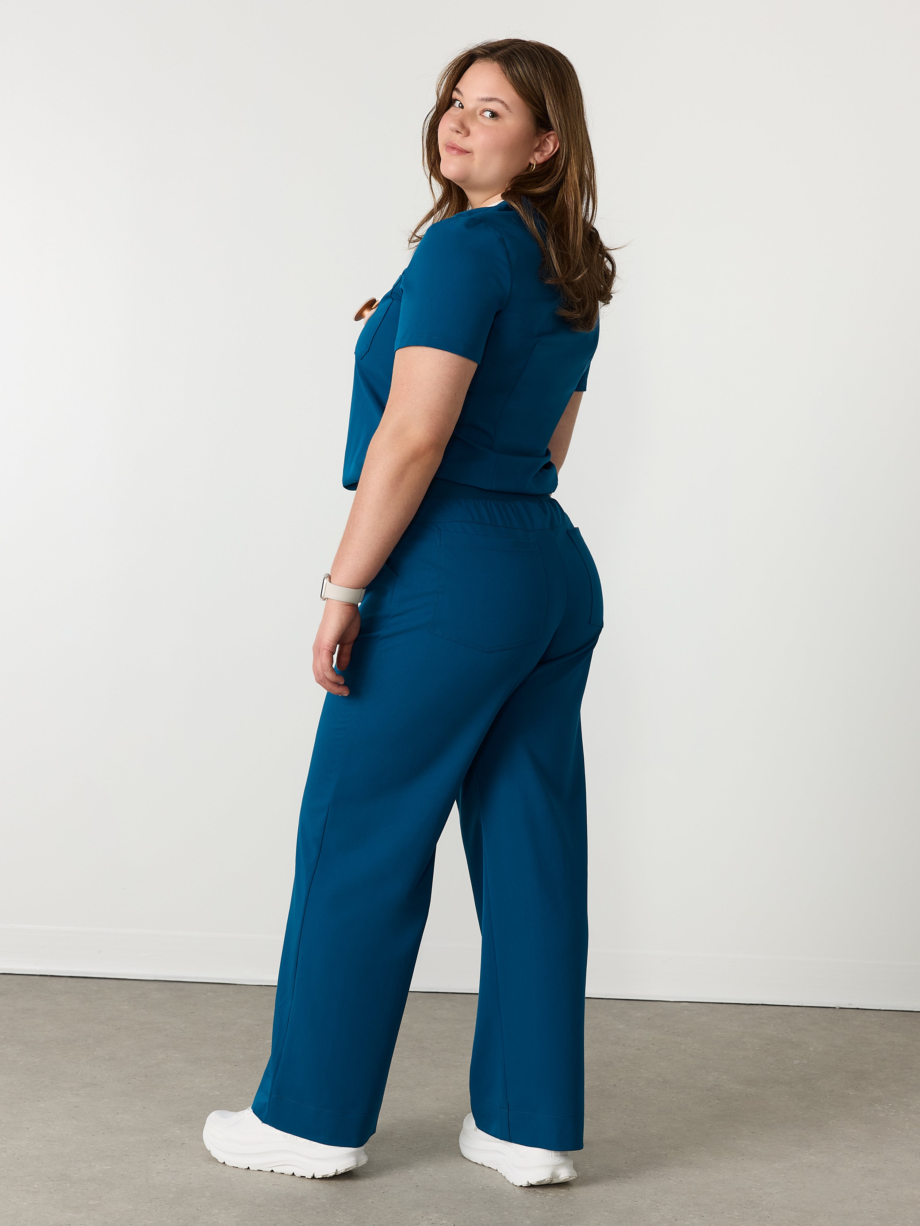 MILA RE-GARDE™ - OPAL BLUE - Wide Leg Scrub Pants - SILVADUR™