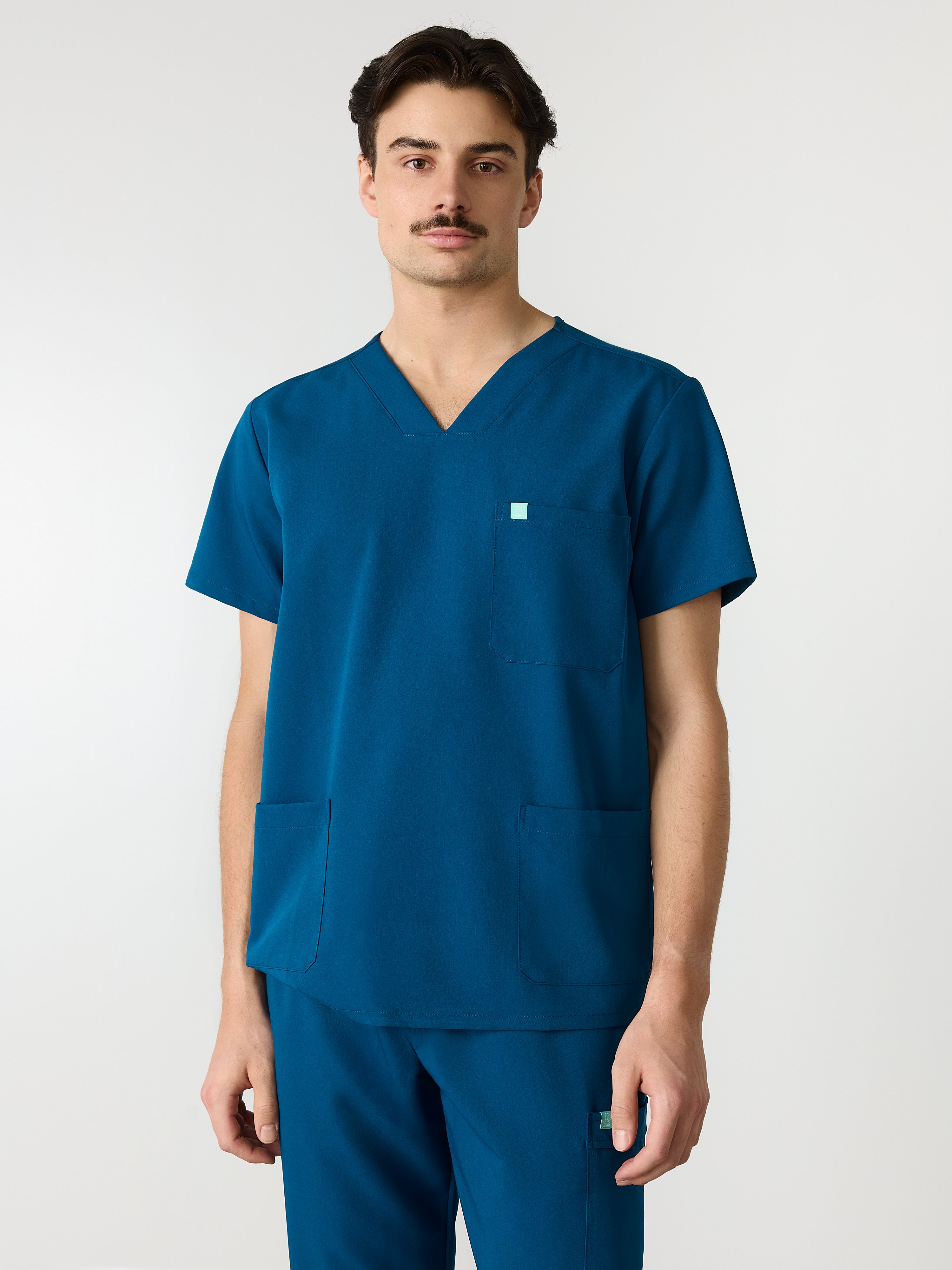 ZACK RE-GARDE™ - OPAL BLUE - Three Pockets Men's Scrub Top - SILVADUR™