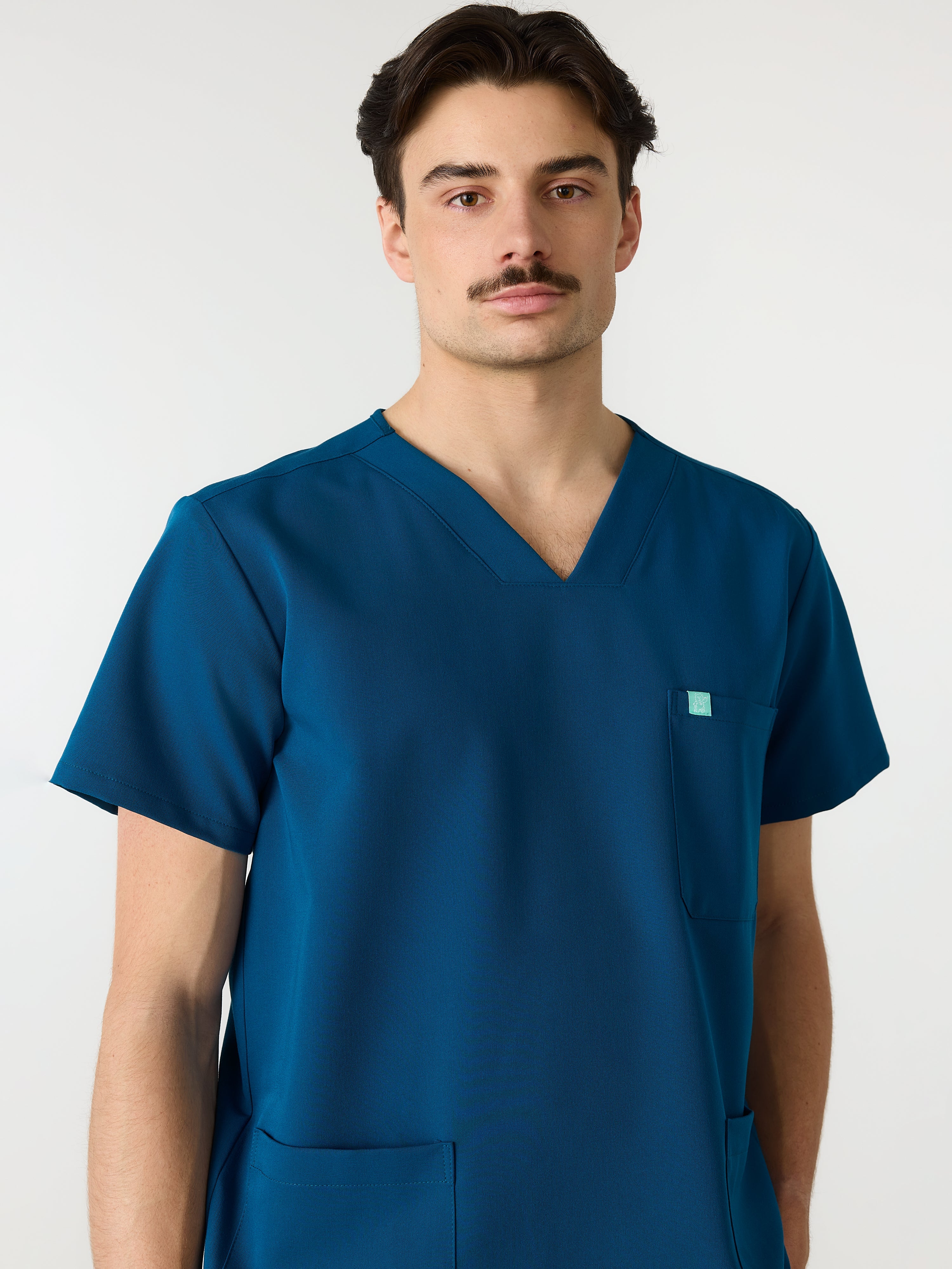 ZACK RE-GARDE™ - OPAL BLUE - Three Pockets Men's Scrub Top - SILVADUR™