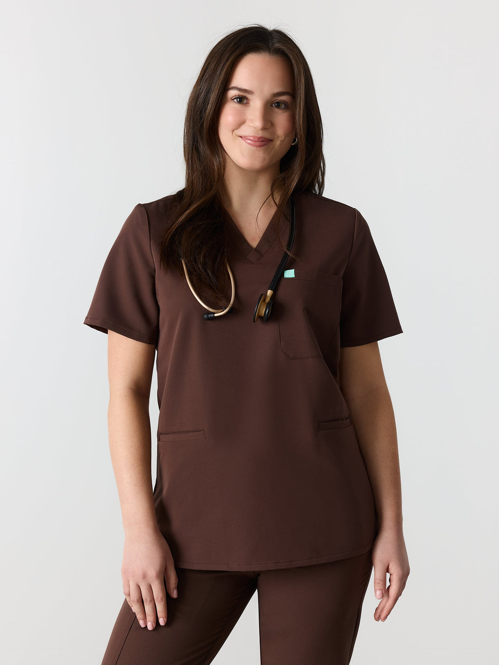 LIV RE-GARDE™ - CHOCOLATE - Three Pockets Scrub Top - SILVADUR™