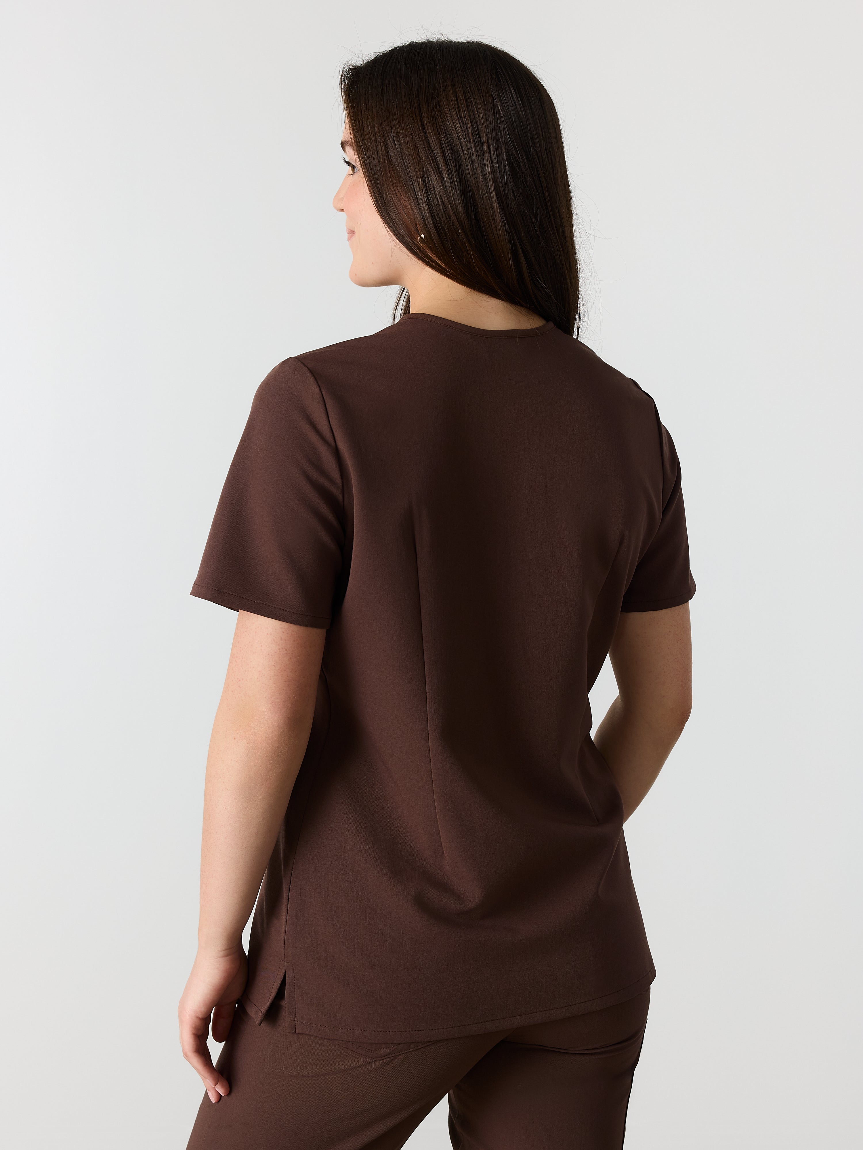 LIV RE-GARDE™ - CHOCOLATE - Three Pockets Scrub Top - SILVADUR™