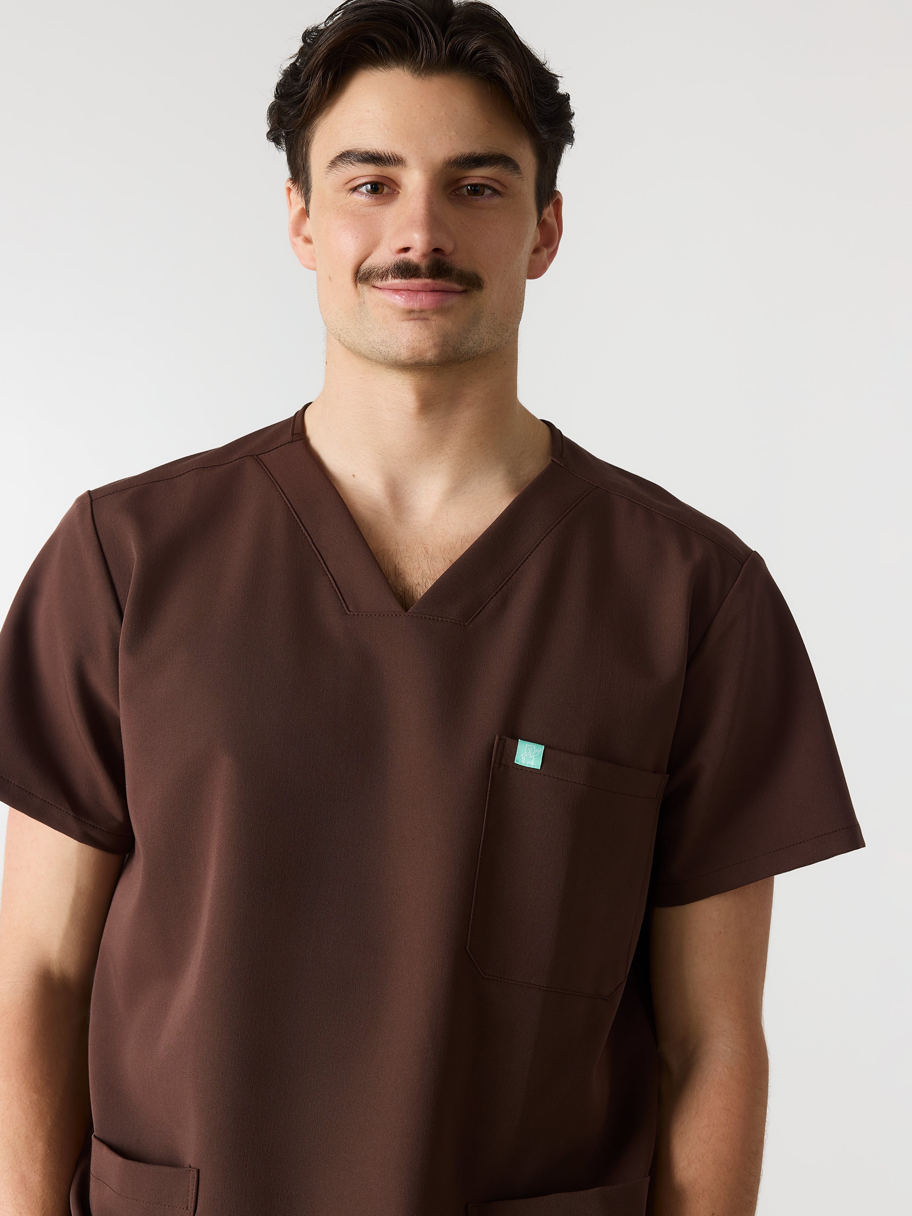 ZACK RE-GARDE™ - CHOCOLATE - Three Pockets Men's Scrub Top - SILVADUR™