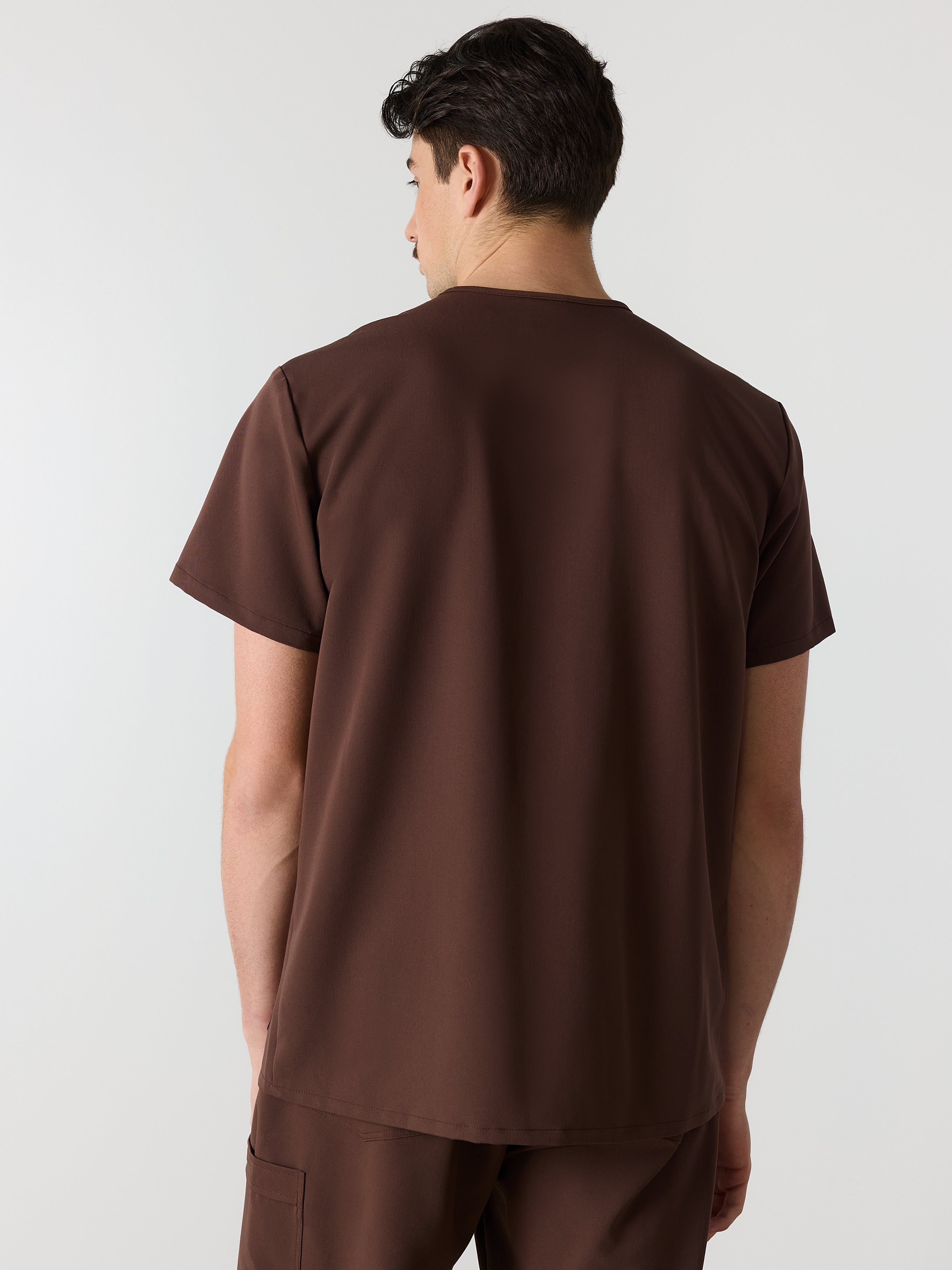 ZACK RE-GARDE™ - CHOCOLATE - Three Pockets Men's Scrub Top - SILVADUR™
