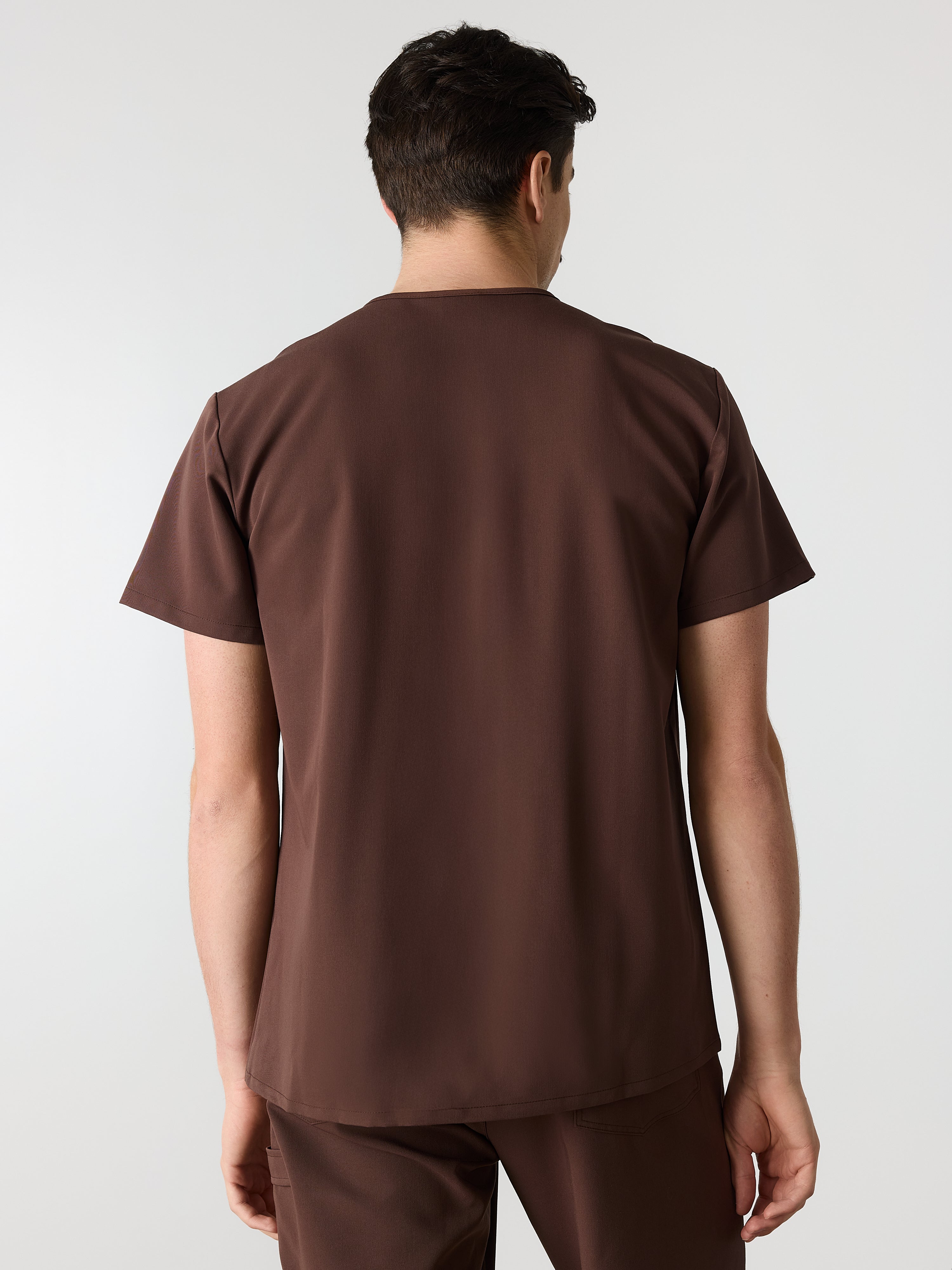 LOGAN RE-GARDE™ - CHOCOLATE - One Pocket Men's Scrub Top - SILVADUR™